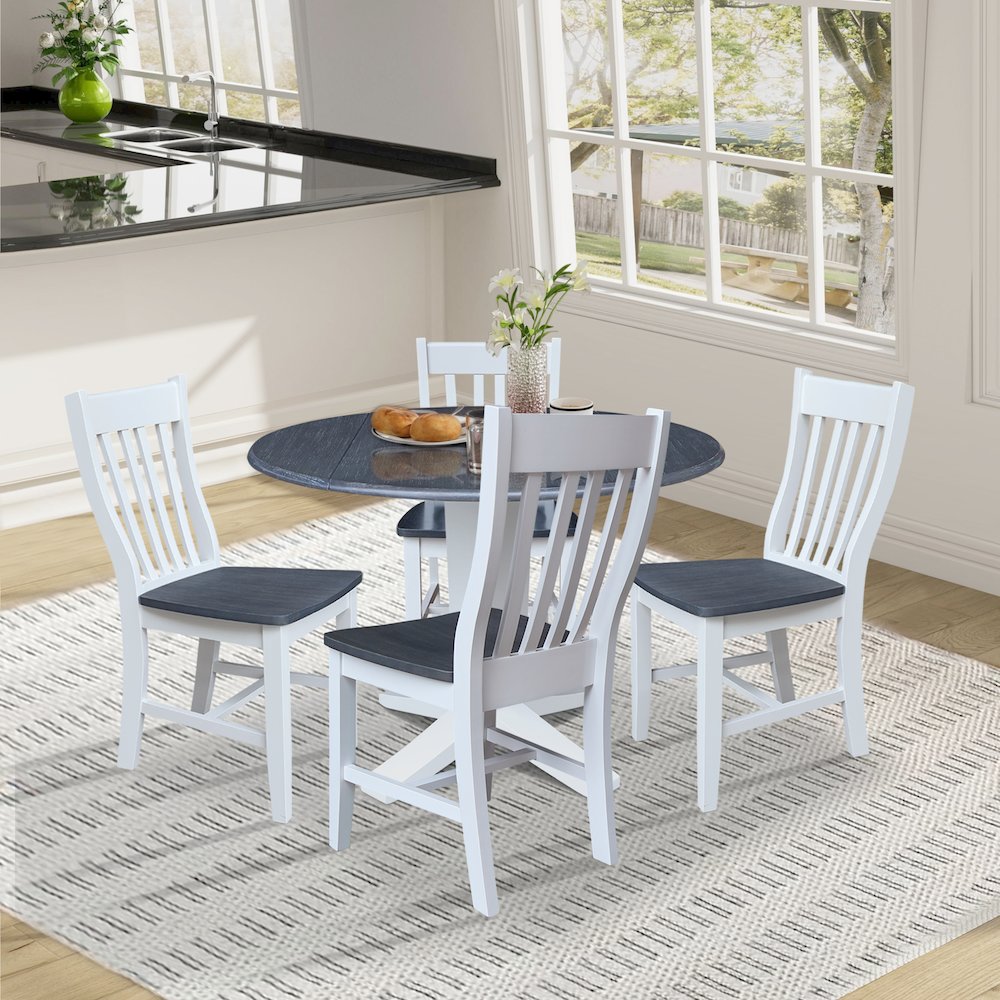 42" Round Drop Leaf Table with Four Dining Chairs. Picture 3