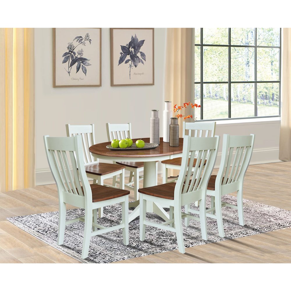 36" Round Extension Dining Table with 6 Cafe Dining Chairs. Picture 4