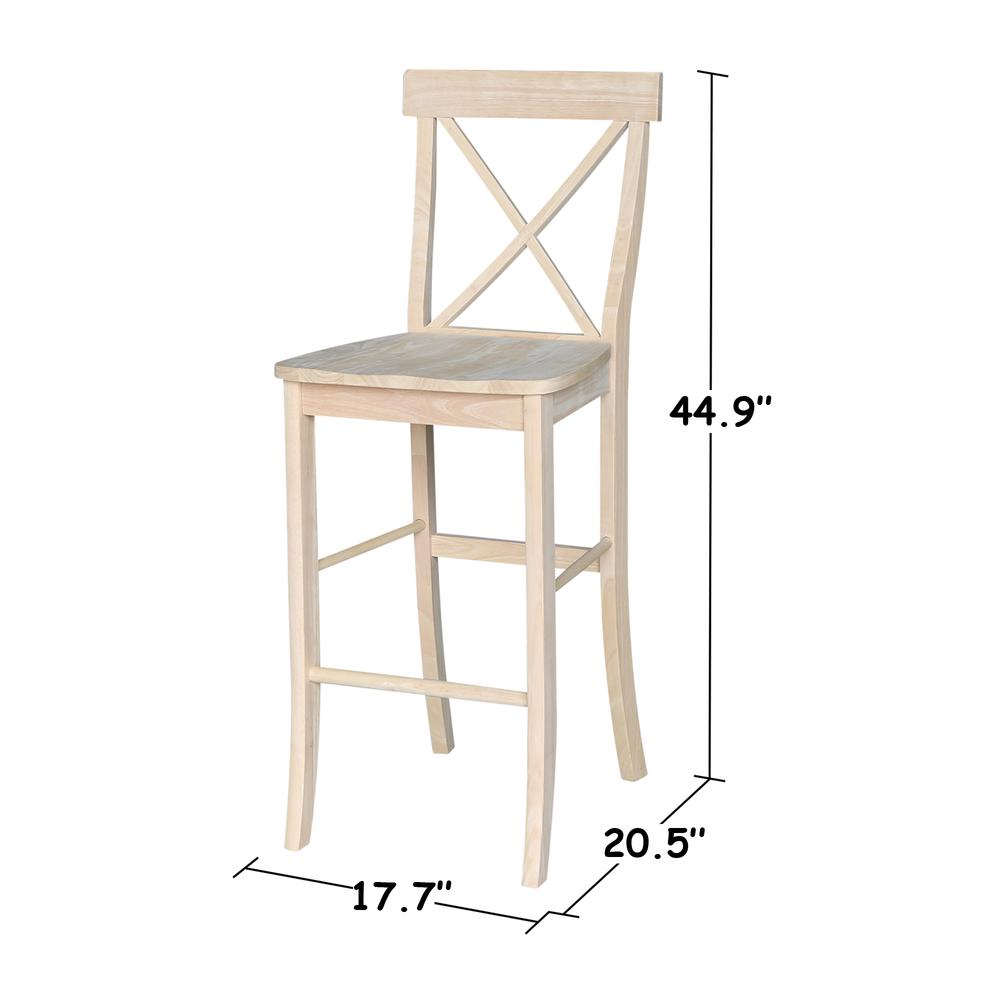 X-Back Stool - 30" Seat Height, Unfinished. Picture 9