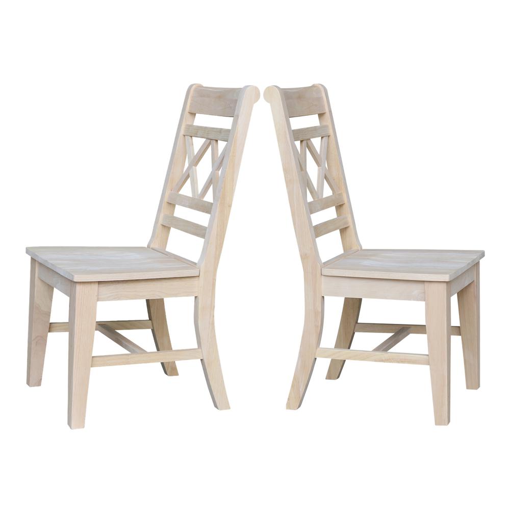 Canyon Collection Set of Two Double X- Back Chairs, Unfinished. Picture 11