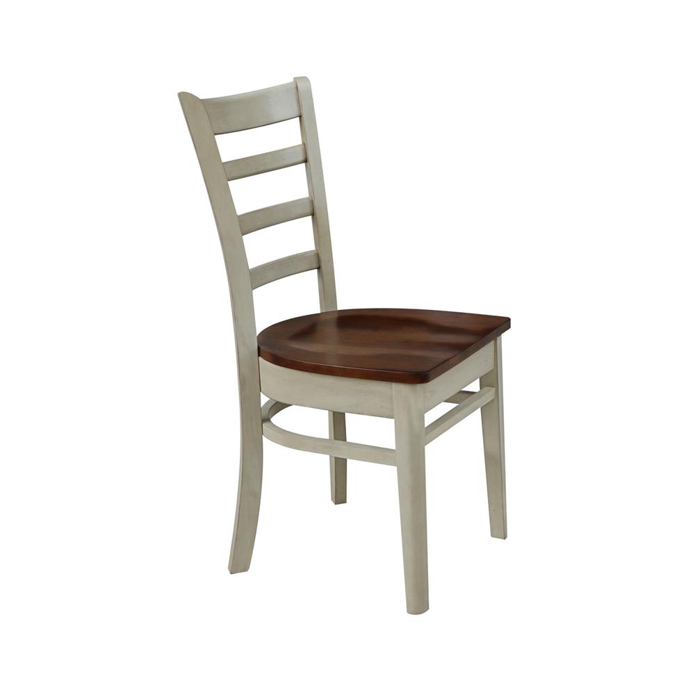 Set of Two Emily Side Chairs, Antiqued Almond/Espresso. Picture 6
