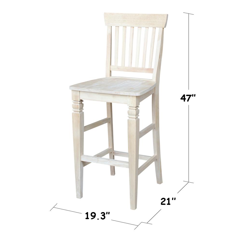 Seattle Bar height Stool - 30" Seat Height, Unfinished. Picture 8