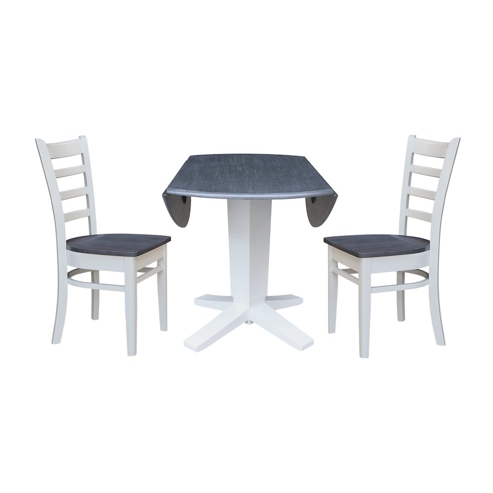 42" Round Drop Leaf Table with Two Dining Chairs. Picture 4