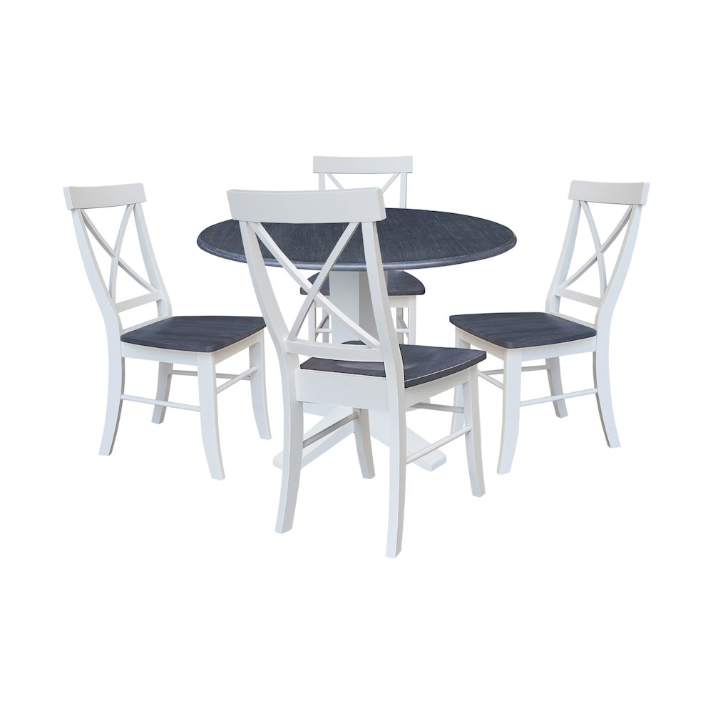 42" Round Drop Leaf Table with Four Dining Chairs. Picture 1