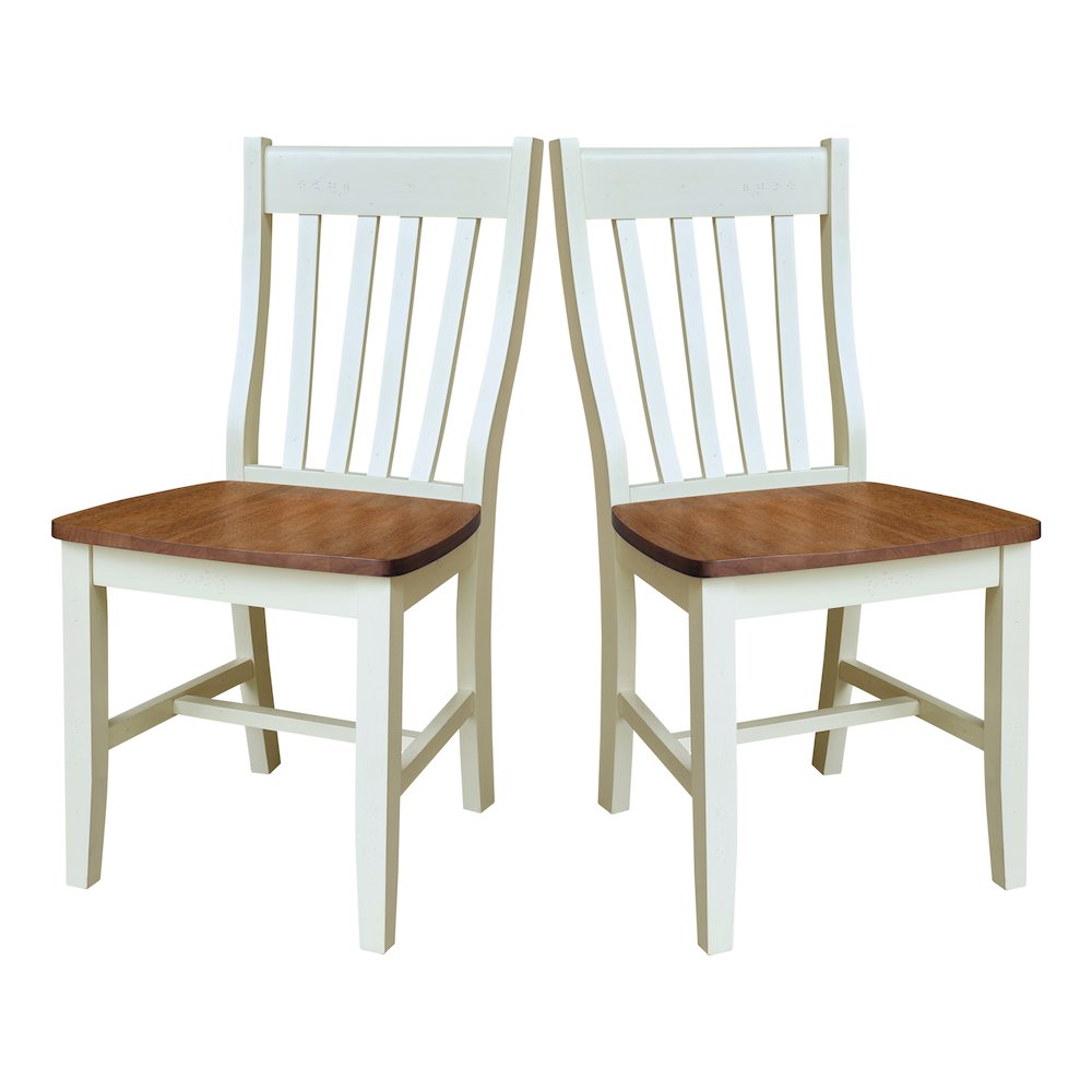 Set of Two Cafe Dining Chairs, Hickory/Shell. Picture 1