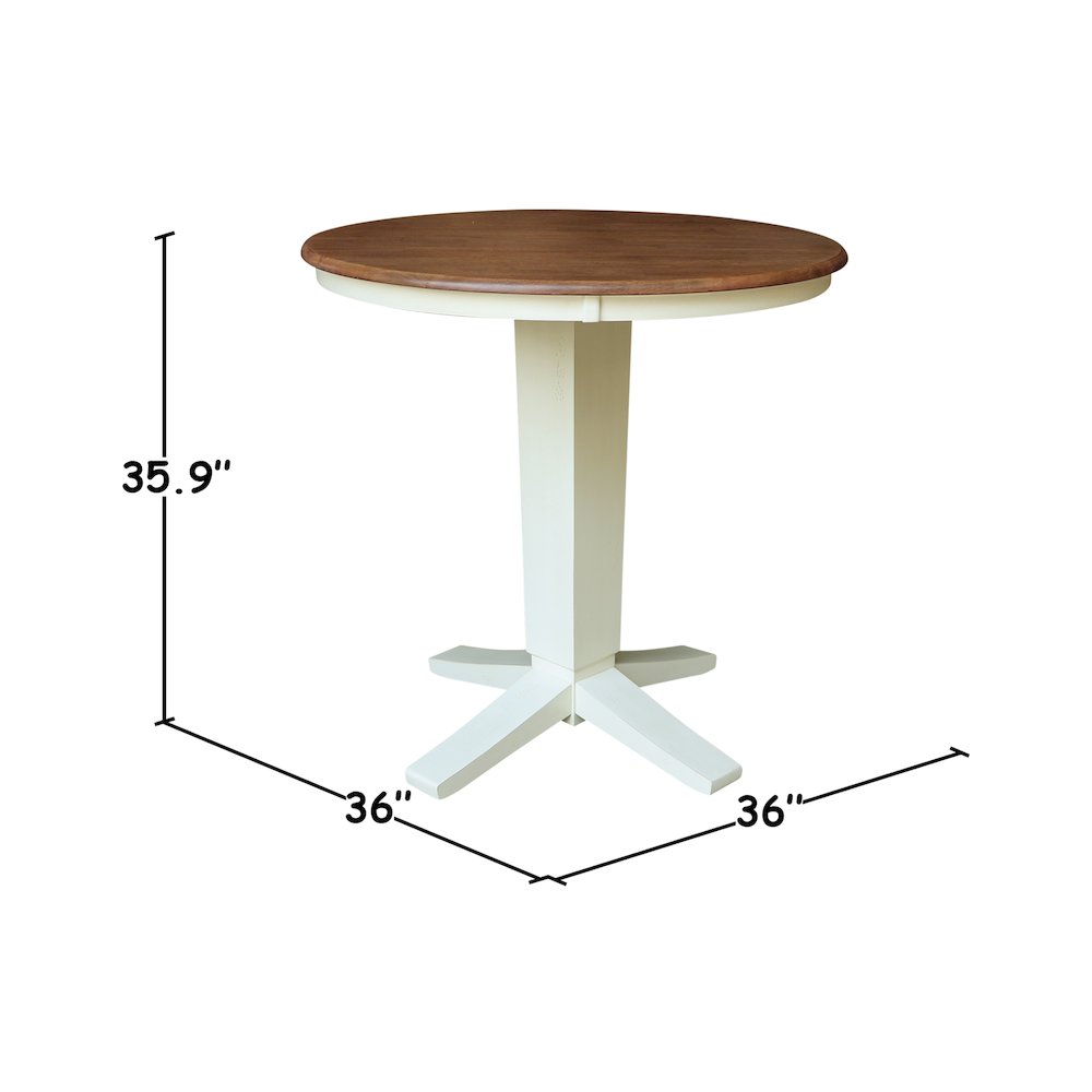36" Solid Wood Round Top Pedestal Dining Table - 35.9" High. Picture 4