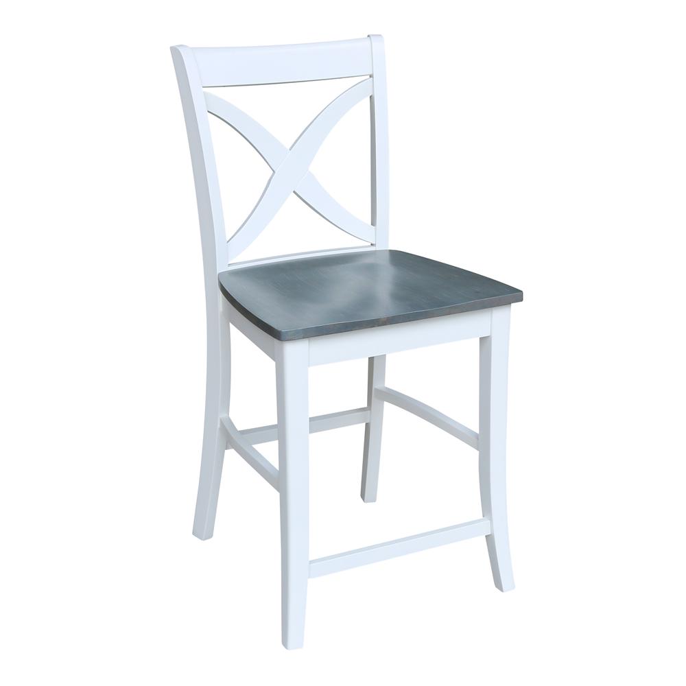 Vineyard Counter height Stool - 24" Seat Height, White/Heather gray. Picture 6