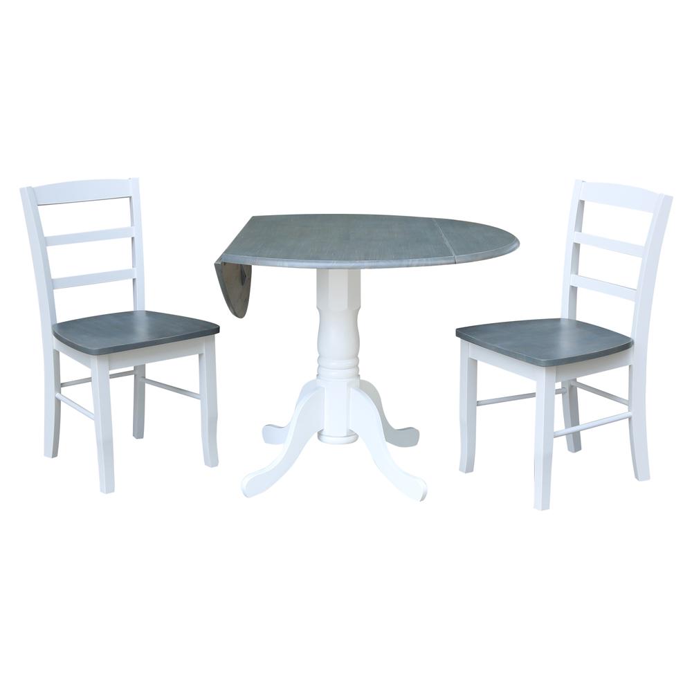 42" Dual Drop Leaf Dining Table with 2 Madrid Ladderback Chairs. Picture 2