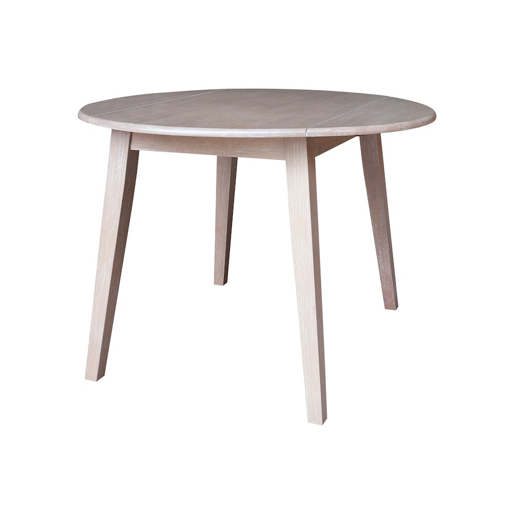 Solid Wood 42" Round Dual Drop Leaf Dining Table. Picture 1