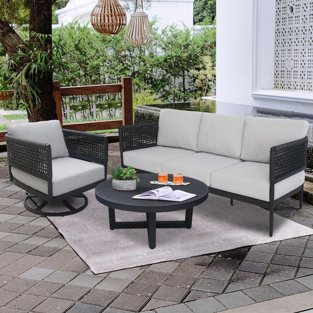 Outdoor 3 Piece Patio Furniture Set Including the Sofa, Coffee Table. Picture 6