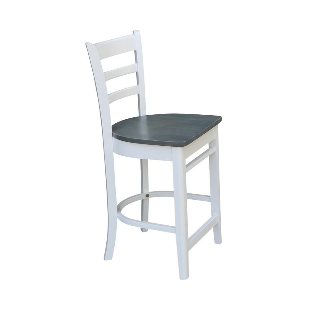 Emily Counterheight Stool - 24" Seat Height, White/Heather Gray. Picture 6