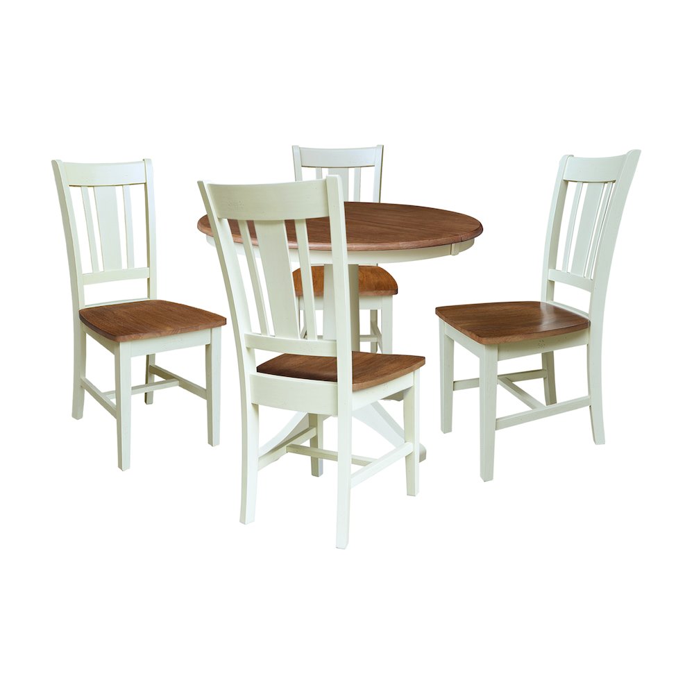 36" Round Extension Dining Table with 4 Chairs. Picture 1