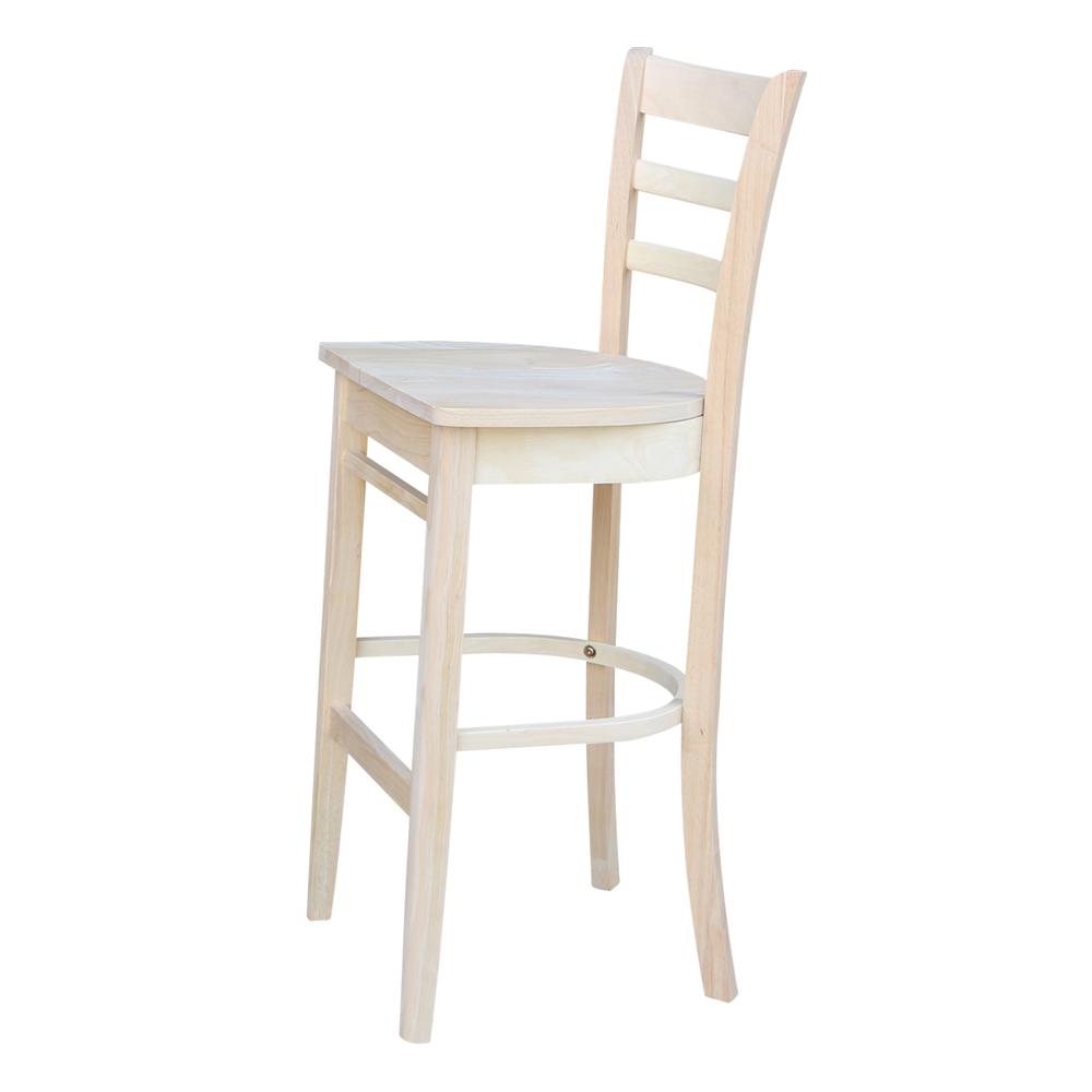 Emily Bar height Stool - 30" Seat Height, Unfinished. Picture 3