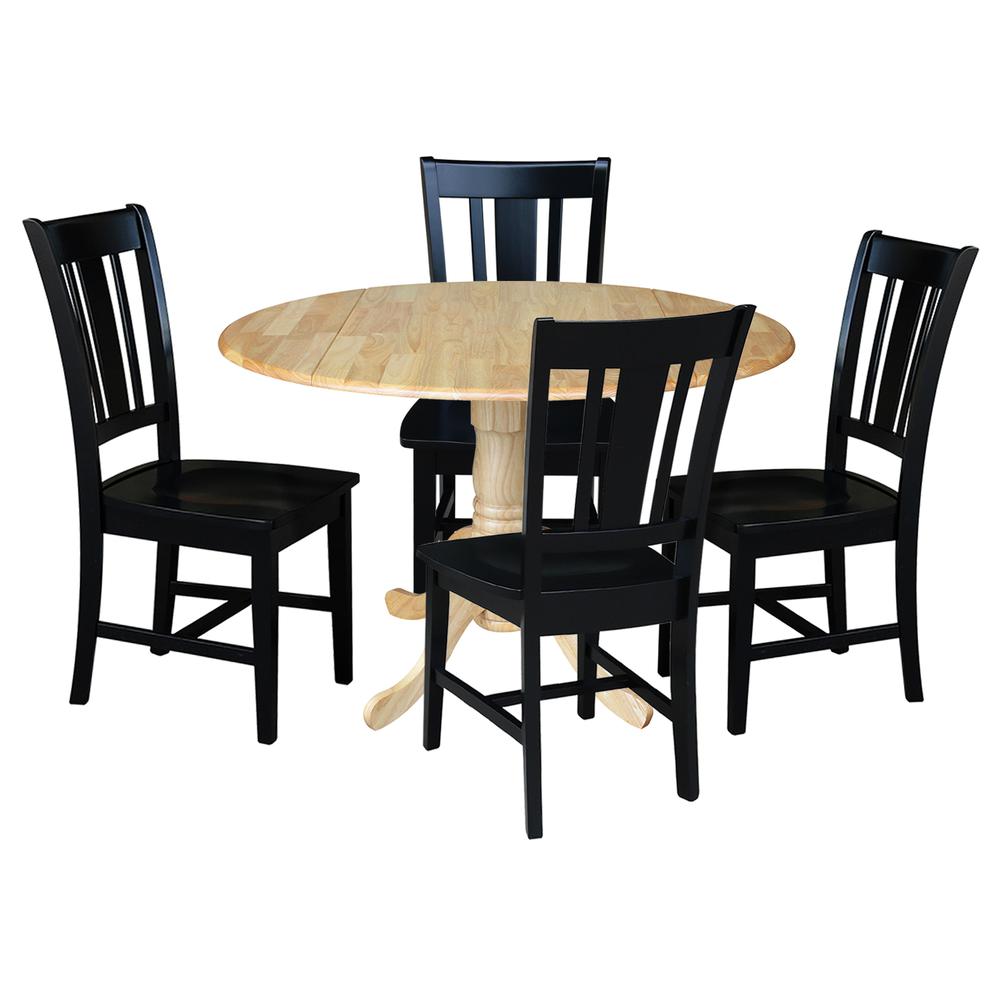 42 in. Dual Drop Leaf Table with 4 Splat Back Dining Chairs - 5 Piece Dining Set. Picture 1