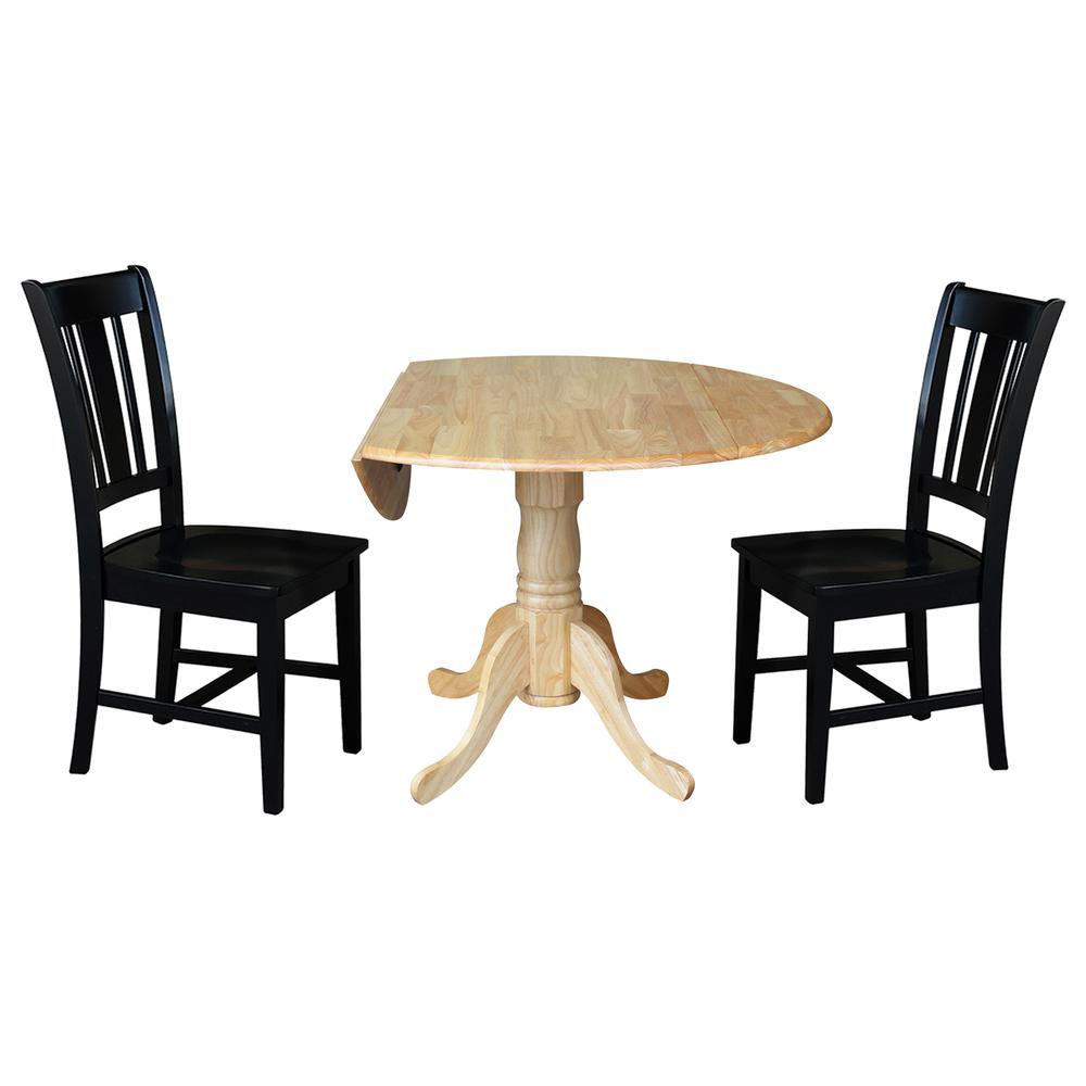42 in. Dual Drop Leaf Table with 2 Splat Back Dining Chairs - 3 Piece Dining Set. Picture 3