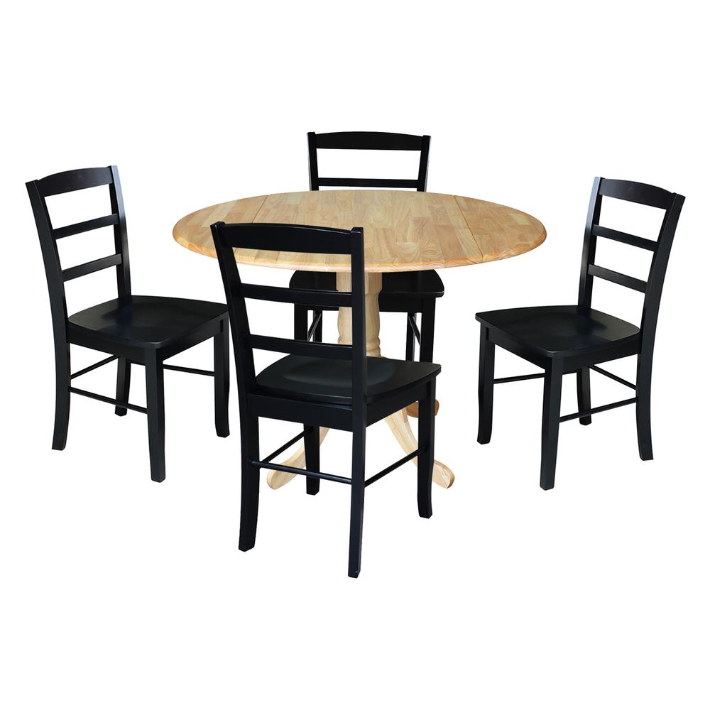 42 in. Dual Drop Leaf Table with 4  Ladder Back Dining Chairs. Picture 1