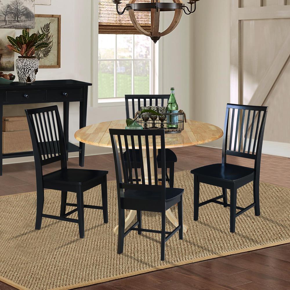 42 in. Dual Drop Leaf Table with 4 Slat Back Dining Chairs - 5 Piece Dining Set. Picture 2