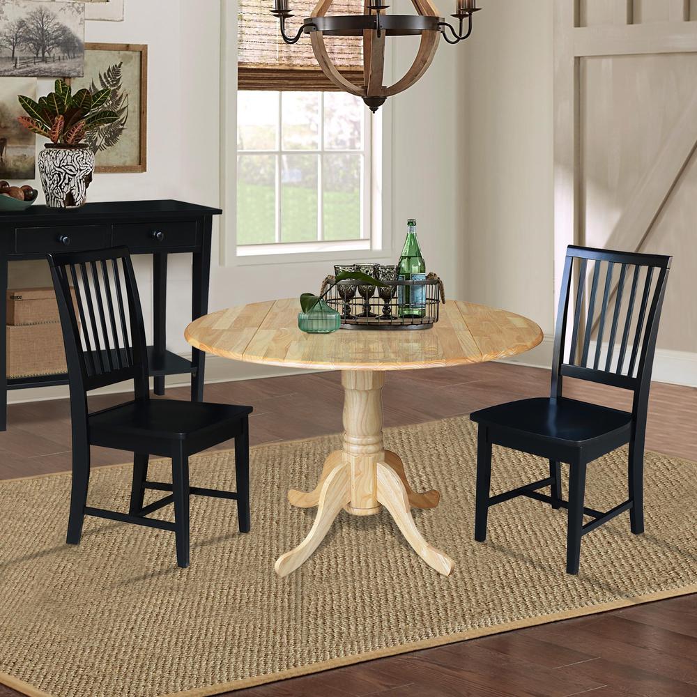 42 in. Dual Drop Leaf Table with 2 Slat Back Dining Chairs - 3 Piece Dining Set. Picture 2