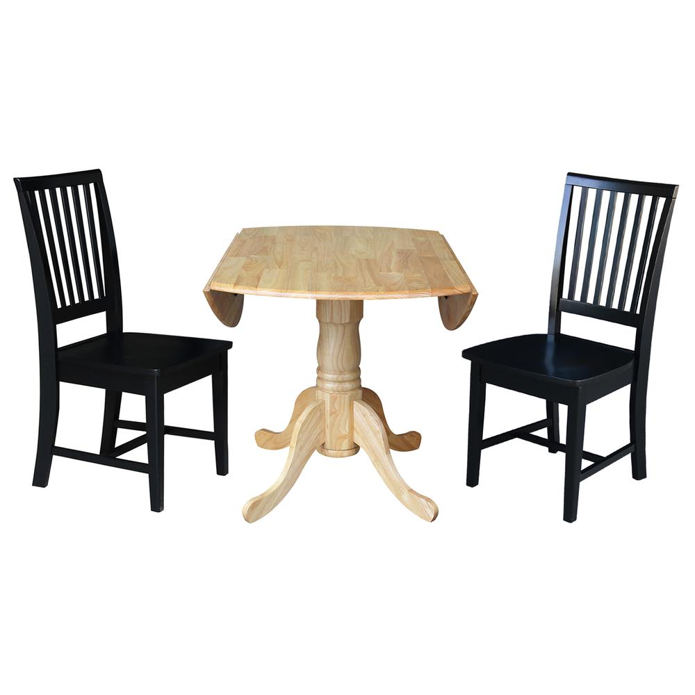 42 in. Dual Drop Leaf Table with 2 Slat Back Dining Chairs - 3 Piece Dining Set. Picture 5