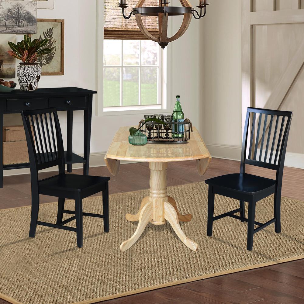 42 in. Dual Drop Leaf Table with 2 Slat Back Dining Chairs - 3 Piece Dining Set. Picture 6