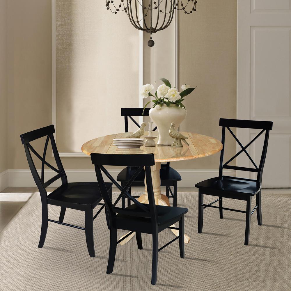 42 in. Dual Drop Leaf Table with 4 Cross Back Dining Chairs - 5 Piece Dining Set. Picture 2