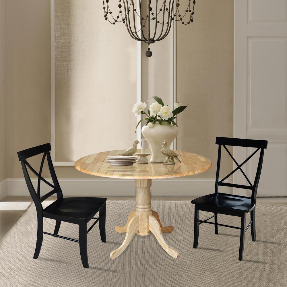 42 in. Dual Drop Leaf Table with 2 Cross Back Dining Chairs - 3 Piece Dining Set. Picture 2