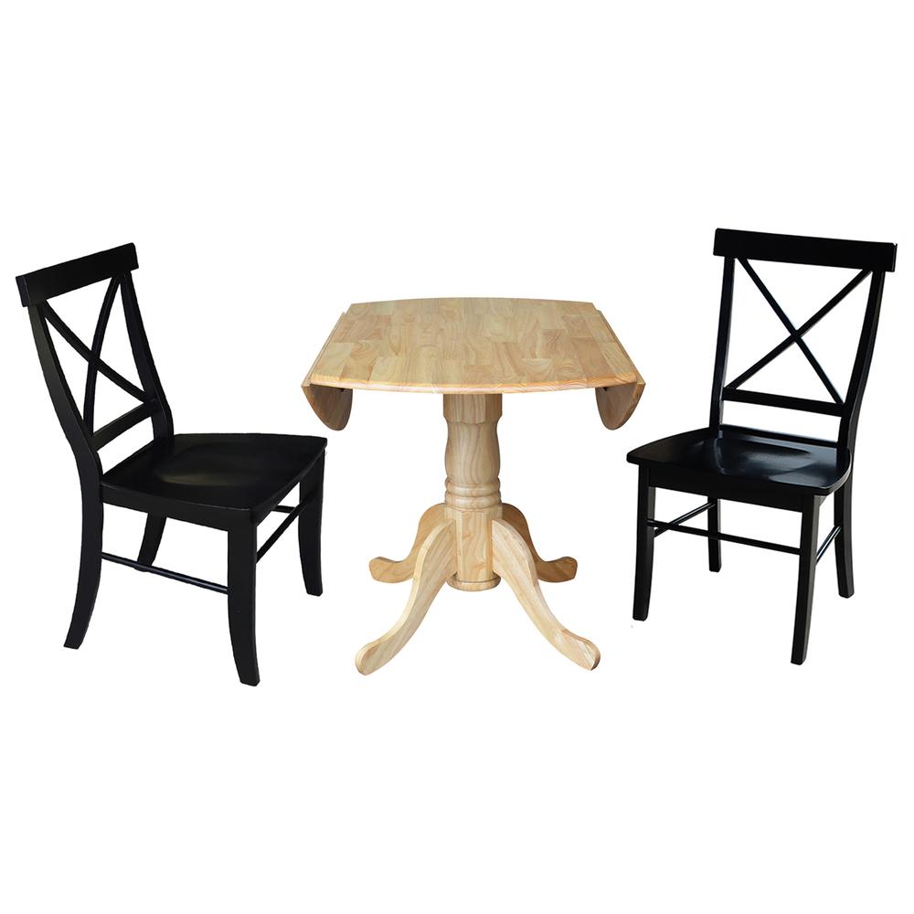 42 in. Dual Drop Leaf Table with 2 Cross Back Dining Chairs - 3 Piece Dining Set. Picture 5