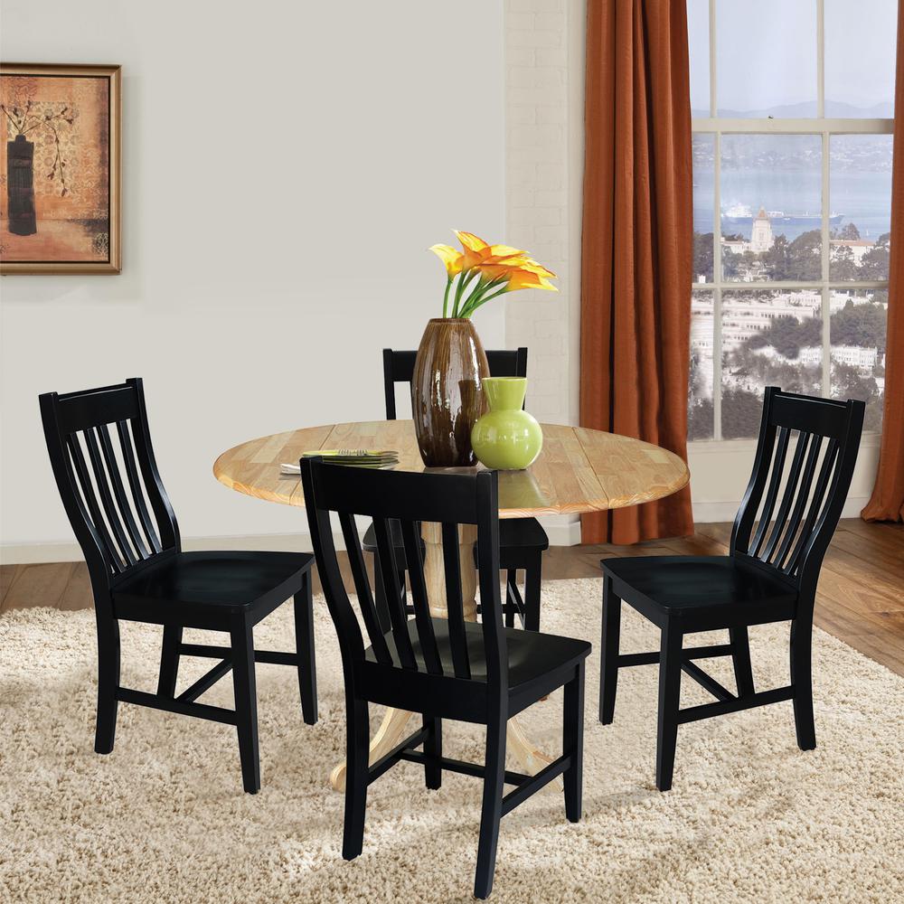 42 in. Dual Drop Leaf Table with 4 Slat Back Dining Chairs - 5 Piece Dining Set. Picture 2