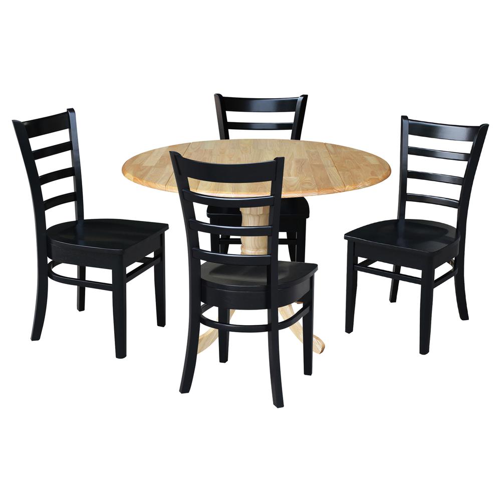 42 in. Dual Drop Leaf Table with 4 Ladder Back Dining Chairs. Picture 1