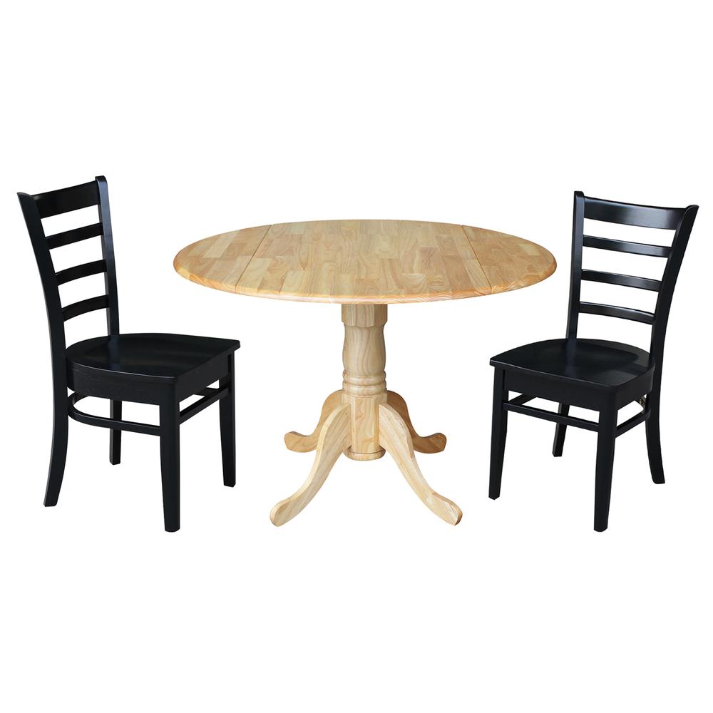 42 in. Dual Drop Leaf Table with 2 Ladder Back Dining Chairs. Picture 1