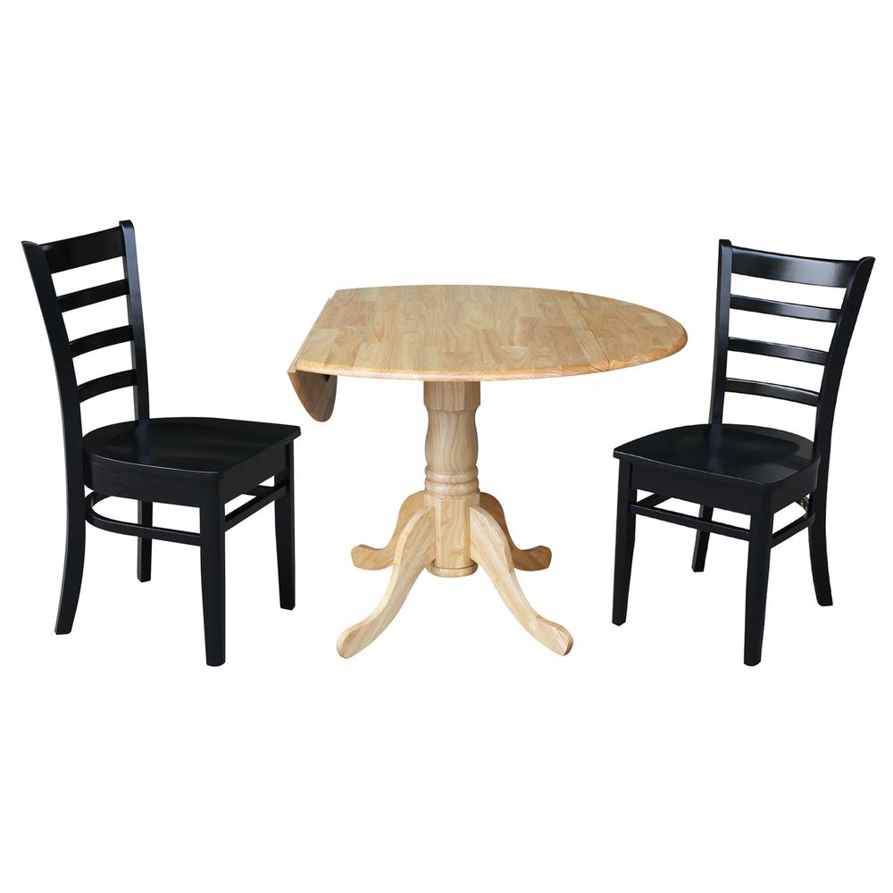 42 in. Dual Drop Leaf Table with 2 Ladder Back Dining Chairs. Picture 3