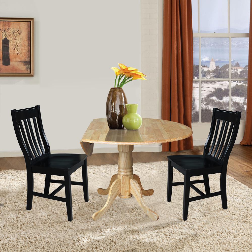 42 in. Dual Drop Leaf Table with 2 Slat Back Dining Chairs - 3 Piece Dining Set. Picture 4