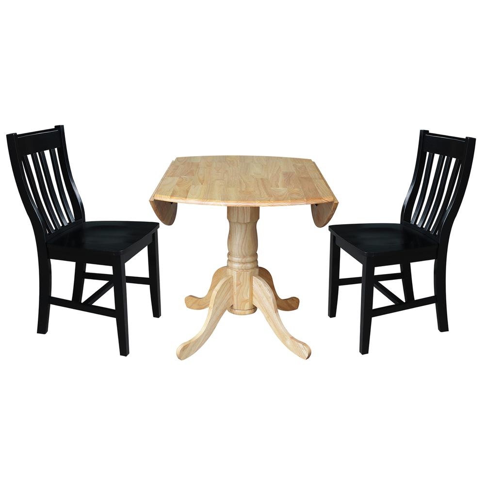 42 in. Dual Drop Leaf Table with 2 Slat Back Dining Chairs - 3 Piece Dining Set. Picture 5
