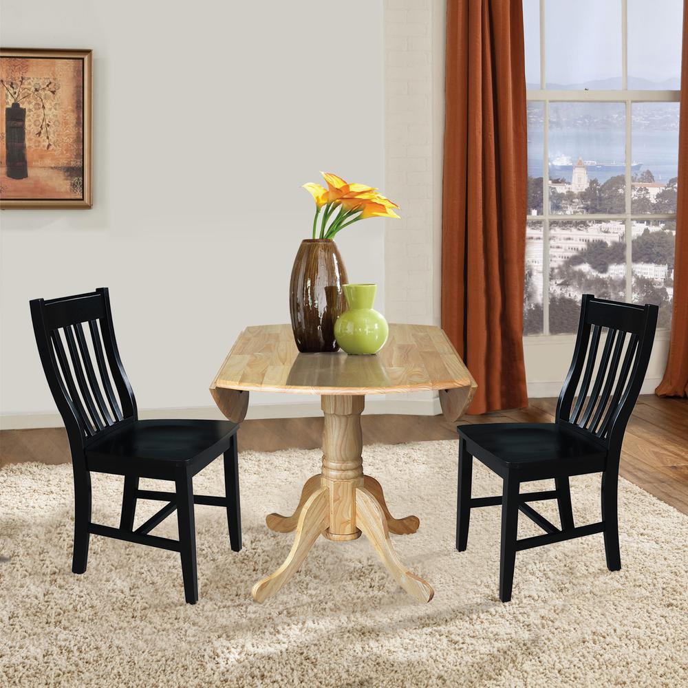 42 in. Dual Drop Leaf Table with 2 Slat Back Dining Chairs - 3 Piece Dining Set. Picture 6
