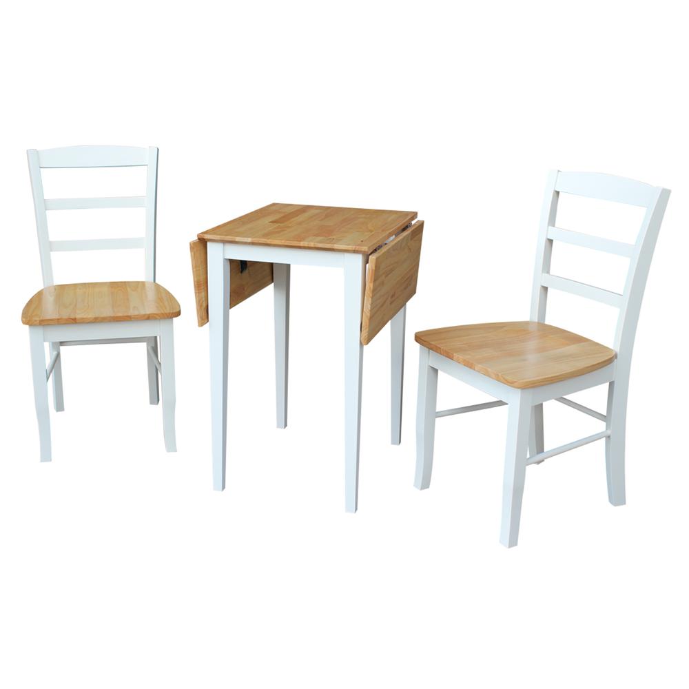 Small Dual Drop Leaf Table With 2 Madrid Ladderback Chairs. Picture 2