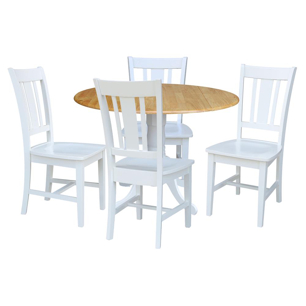 42 in. Dual Drop Leaf Table with 4 Splat Back Dining Chairs - 5 Piece Dining Set. Picture 1
