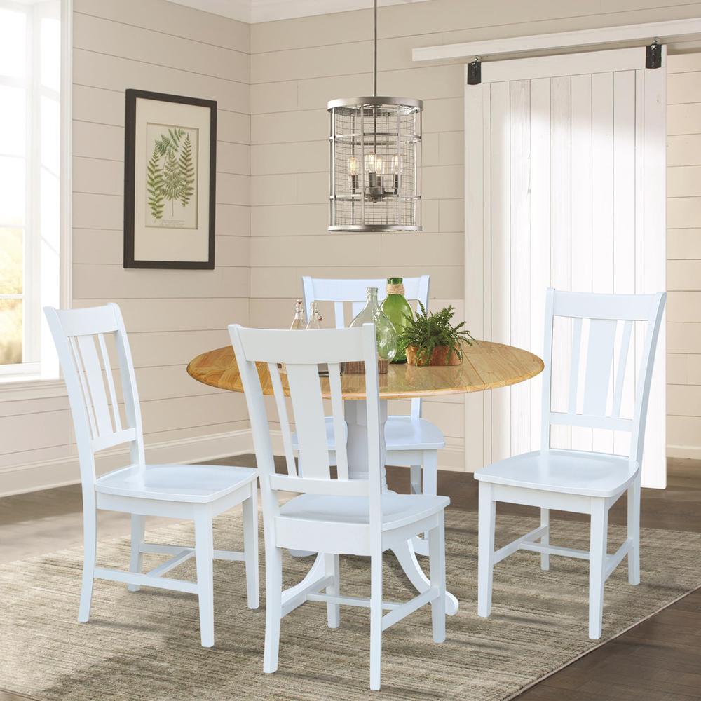 42 in. Dual Drop Leaf Table with 4 Splat Back Dining Chairs - 5 Piece Dining Set. Picture 2