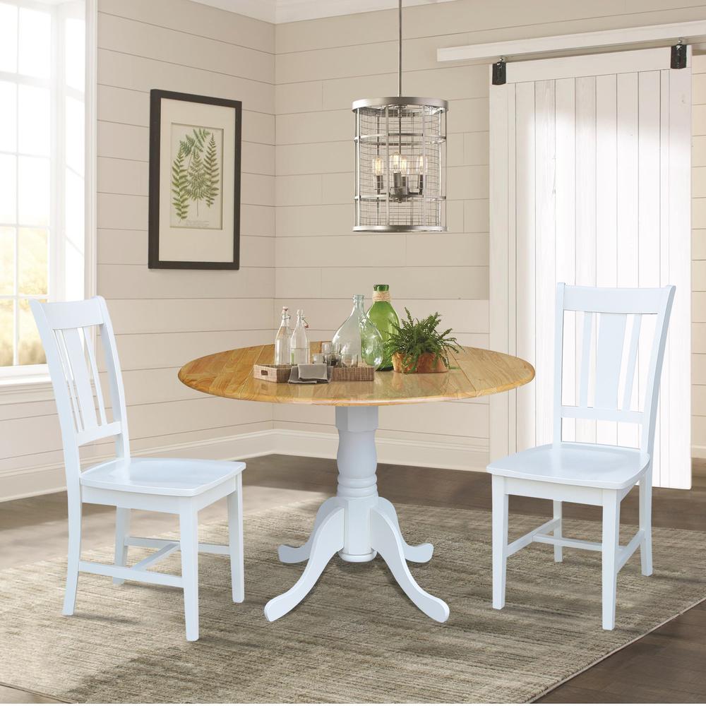 42 in. Dual Drop Leaf Table with 2 Splat Back Dining Chairs - 3 Piece Dining Set. Picture 2