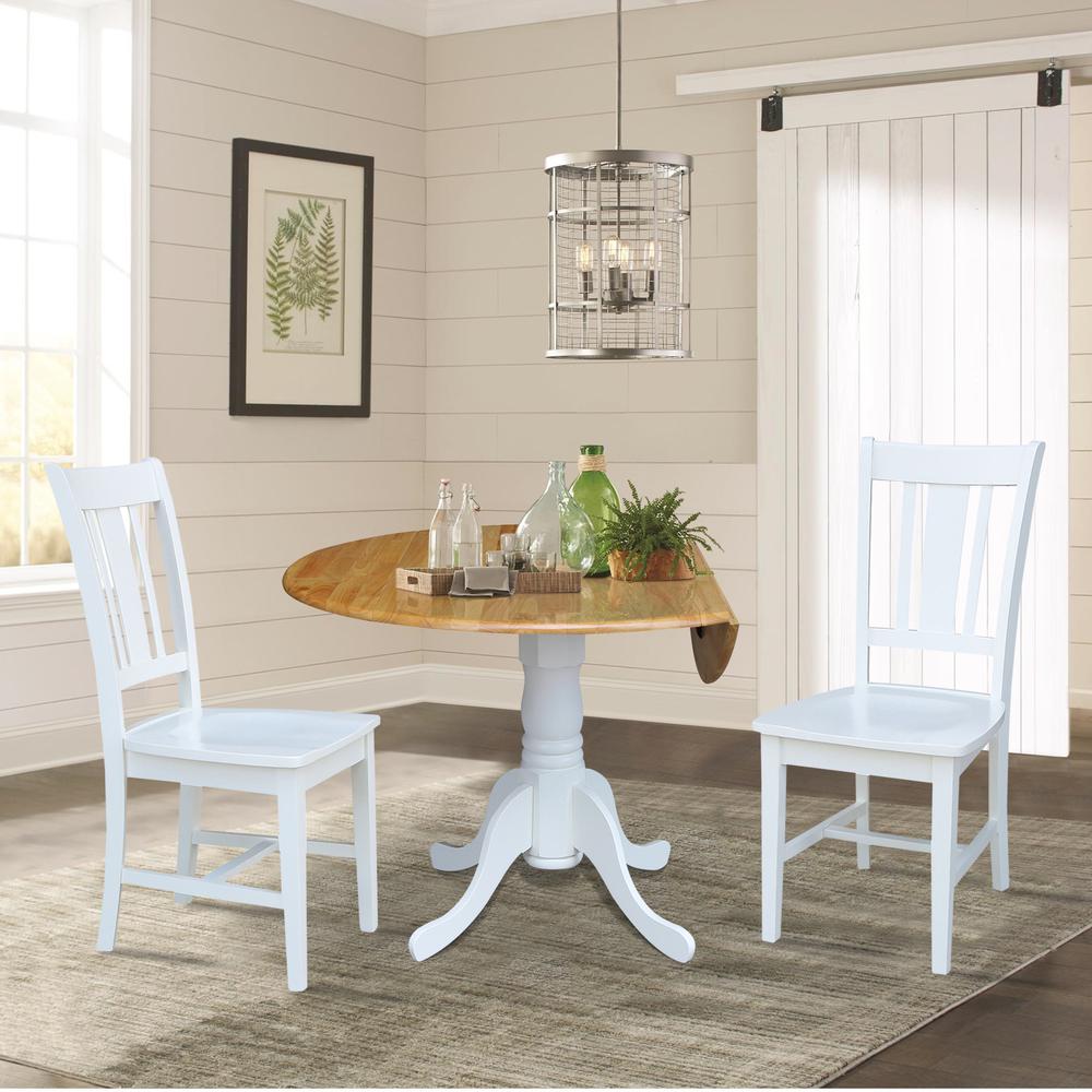 42 in. Dual Drop Leaf Table with 2 Splat Back Dining Chairs - 3 Piece Dining Set. Picture 3