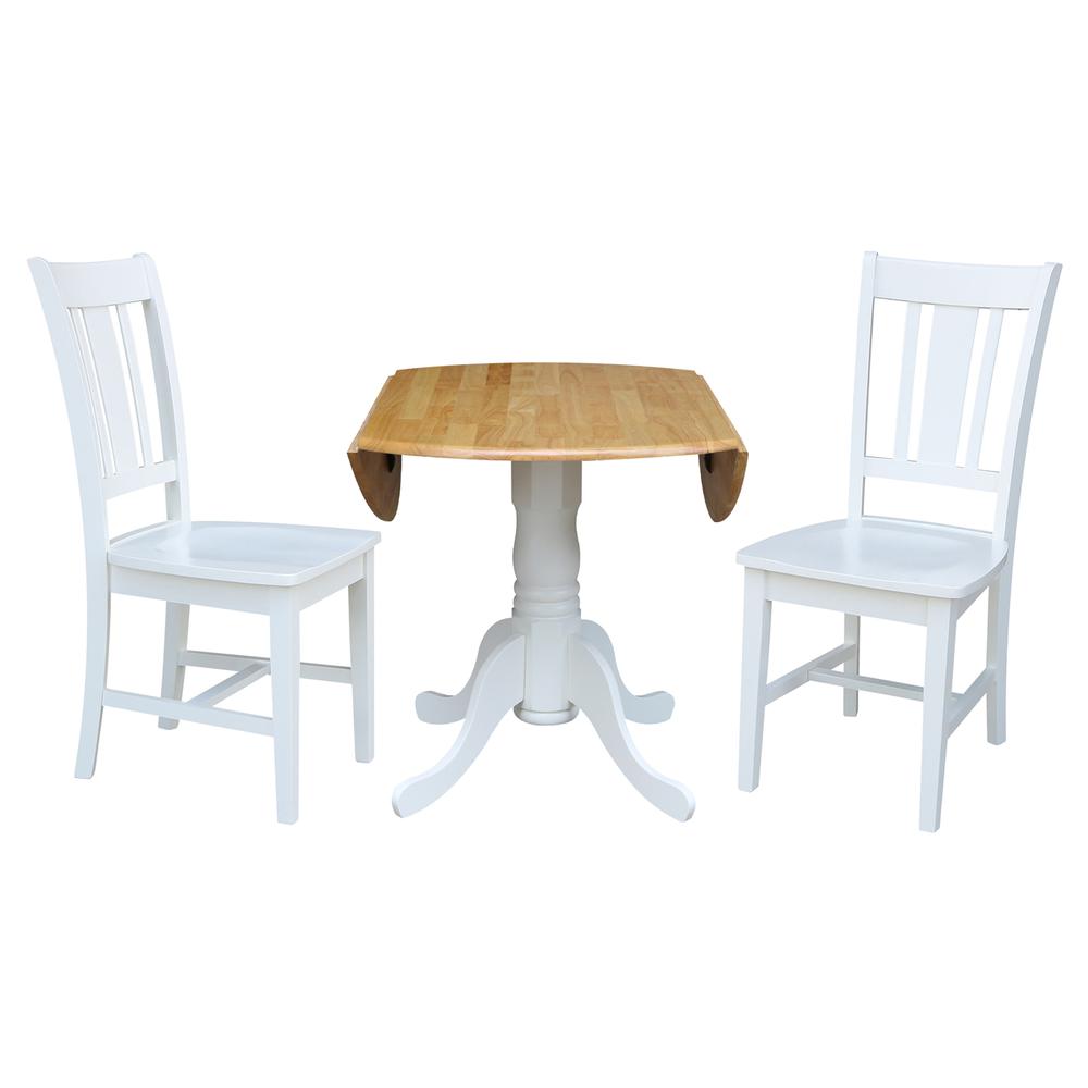 42 in. Dual Drop Leaf Table with 2 Splat Back Dining Chairs - 3 Piece Dining Set. Picture 4