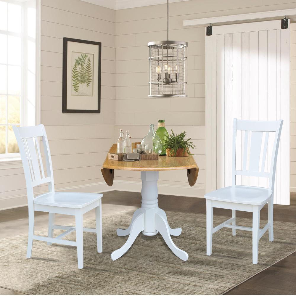 42 in. Dual Drop Leaf Table with 2 Splat Back Dining Chairs - 3 Piece Dining Set. Picture 5