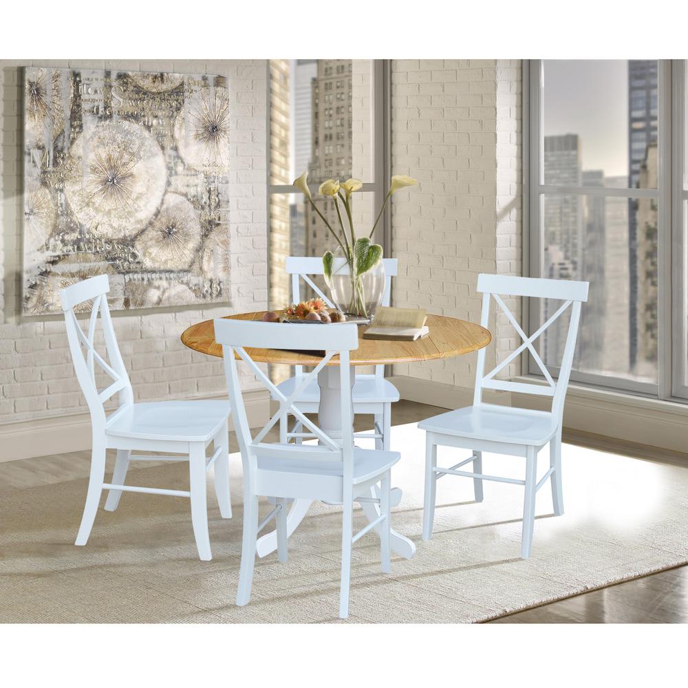 42 in. Dual Drop Leaf Table with 4 Cross Back Dining Chairs - 5 Piece Dining Set. Picture 2