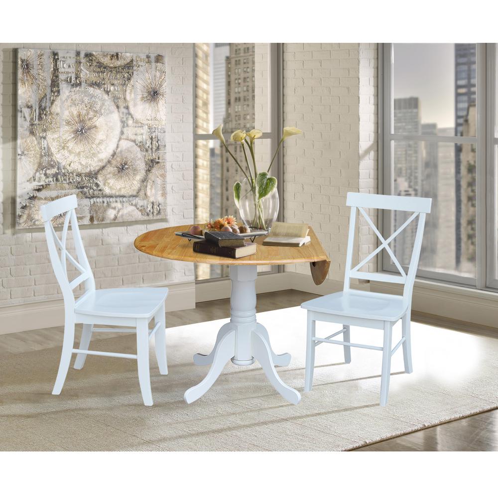42 in. Dual Drop Leaf Table with 2 Cross Back Dining Chairs - 3 Piece Dining Set. Picture 4