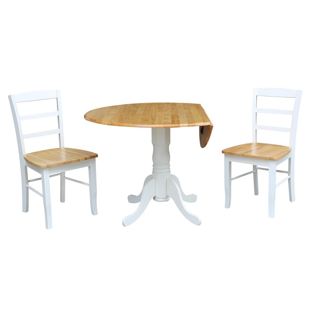 42" Dual Drop Leaf Table With 2 Madrid Chairs. Picture 2