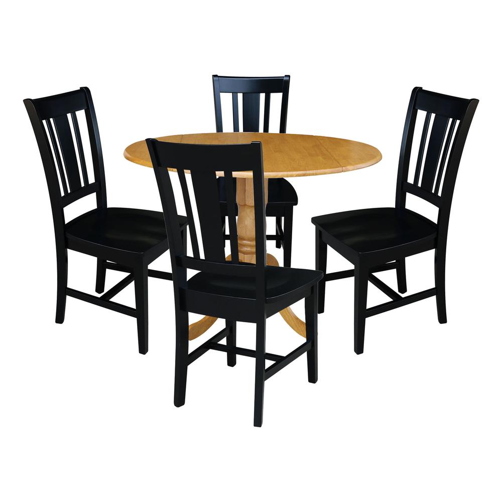 42 in. Dual Drop Leaf Table with 4 Splat Back Dining Chairs - 5 Piece Dining Set. Picture 1