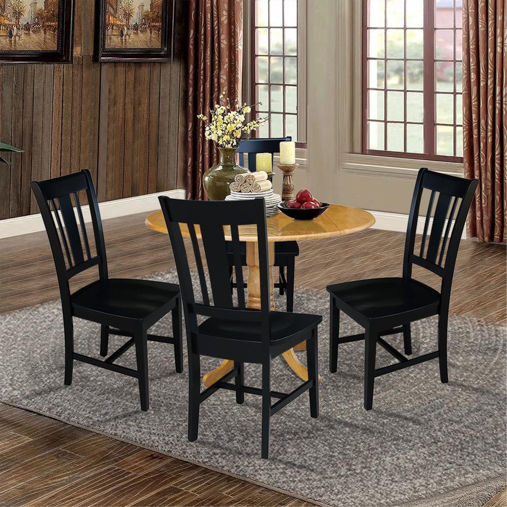 42 in. Dual Drop Leaf Table with 4 Splat Back Dining Chairs - 5 Piece Dining Set. Picture 2