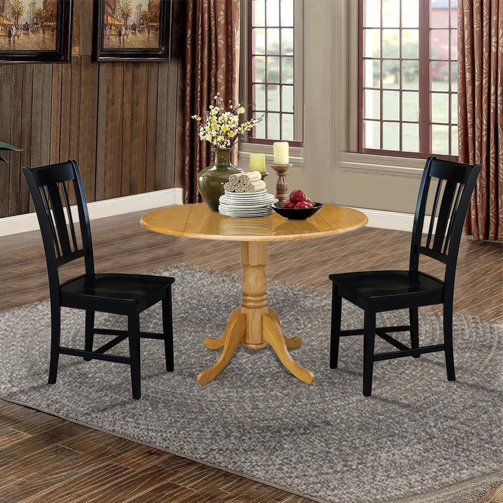 42 in. Dual Drop Leaf Table with 2 Splat Back Dining Chairs - 3 Piece Dining Set. Picture 2