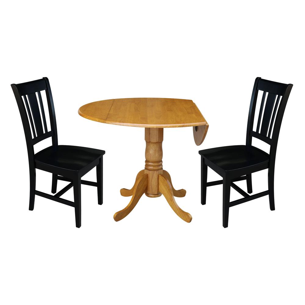 42 in. Dual Drop Leaf Table with 2 Splat Back Dining Chairs - 3 Piece Dining Set. Picture 3
