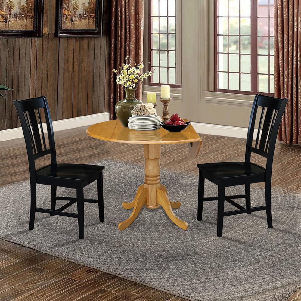 42 in. Dual Drop Leaf Table with 2 Splat Back Dining Chairs - 3 Piece Dining Set. Picture 4