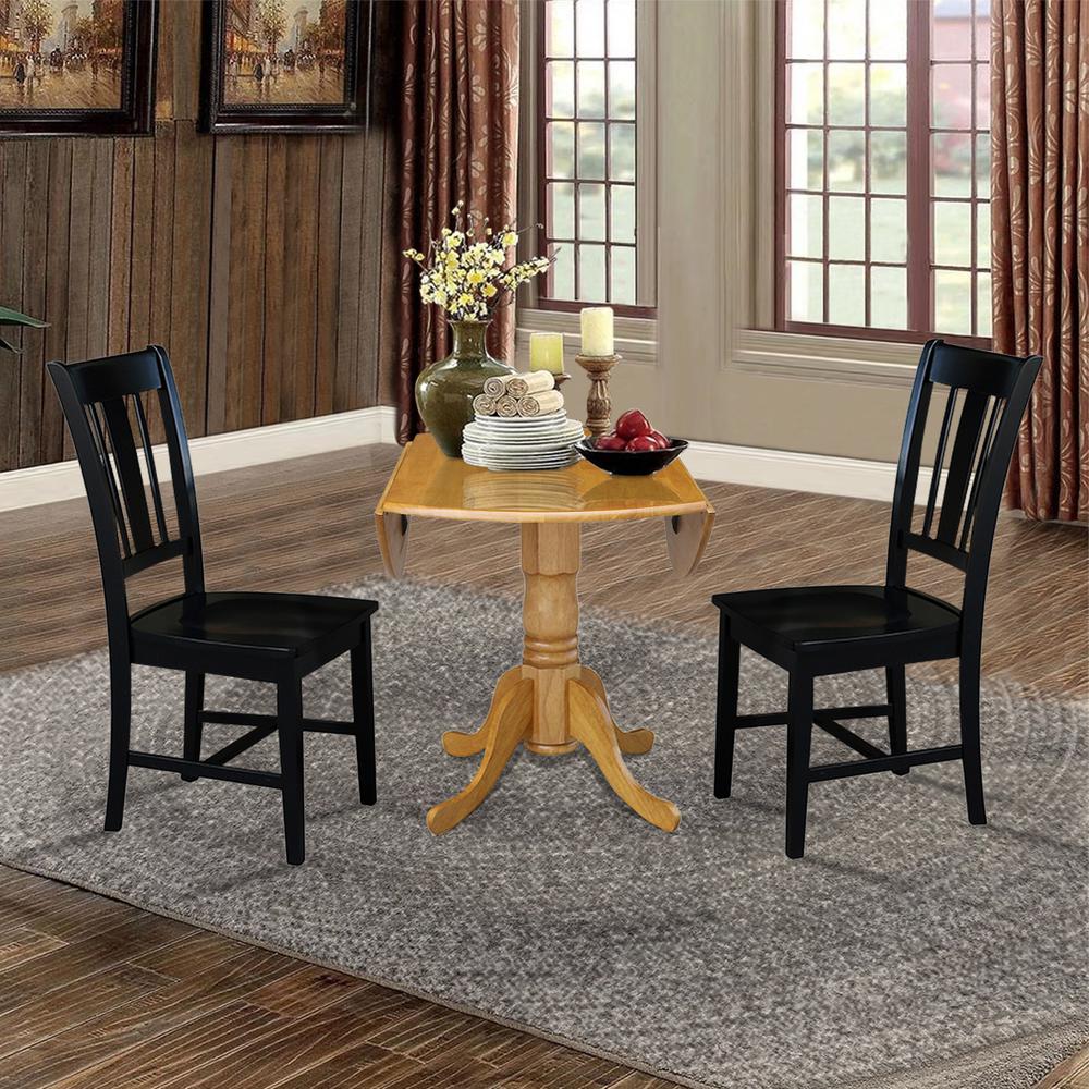 42 in. Dual Drop Leaf Table with 2 Splat Back Dining Chairs - 3 Piece Dining Set. Picture 6